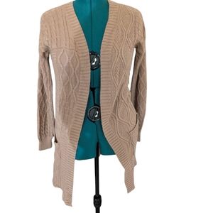 Pink Rose Taupe Cable Knit Cardigan
